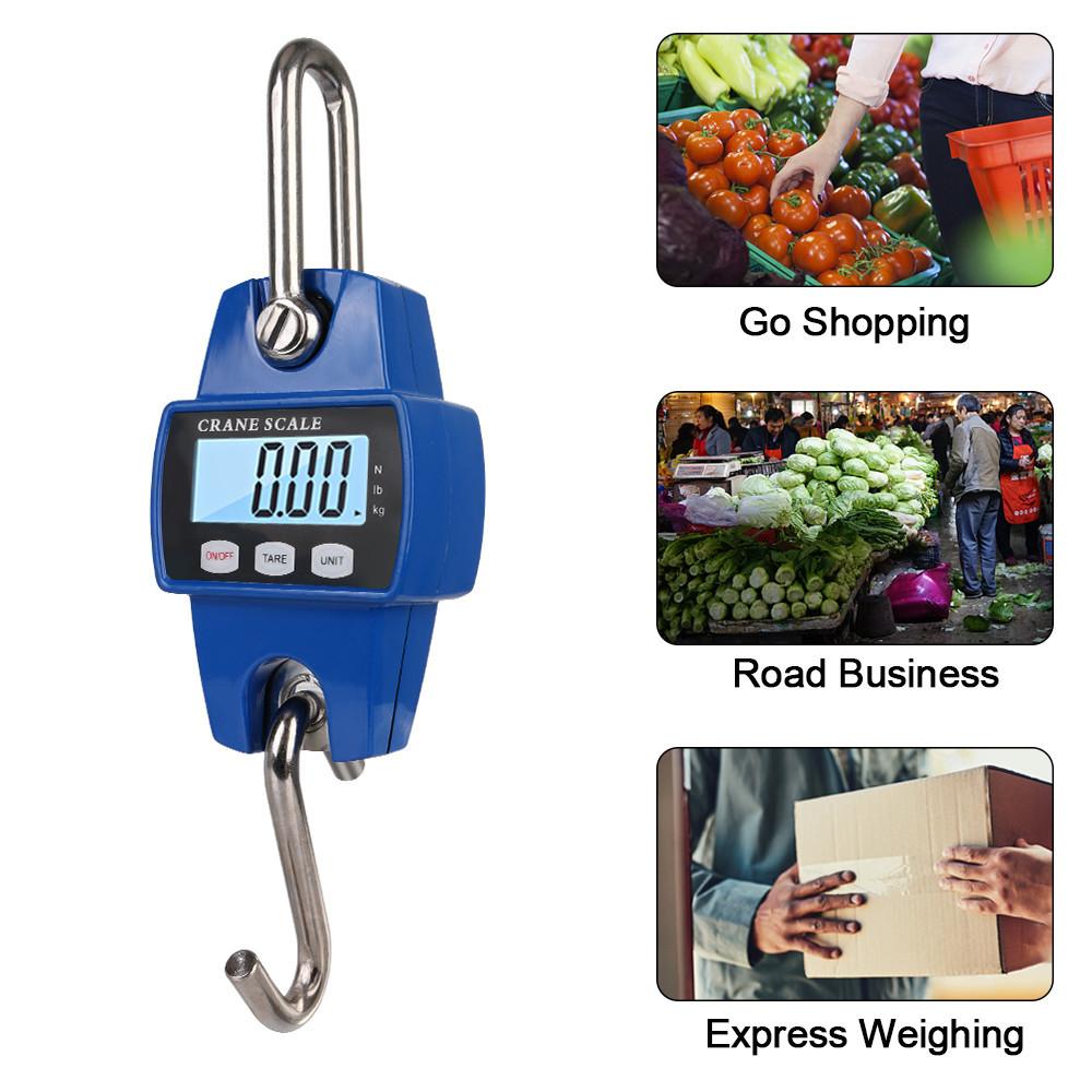 300kg Portable Electronic Hanging Scale Stainless Steel Crane Scale Digital Heavy Duty Hanging Hook Scales