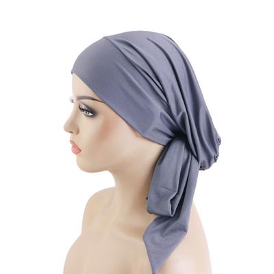Women Ribbon Headscarf Hat Elastic Sleep Hair Cover New Muslim Hijab Underscarf Cap