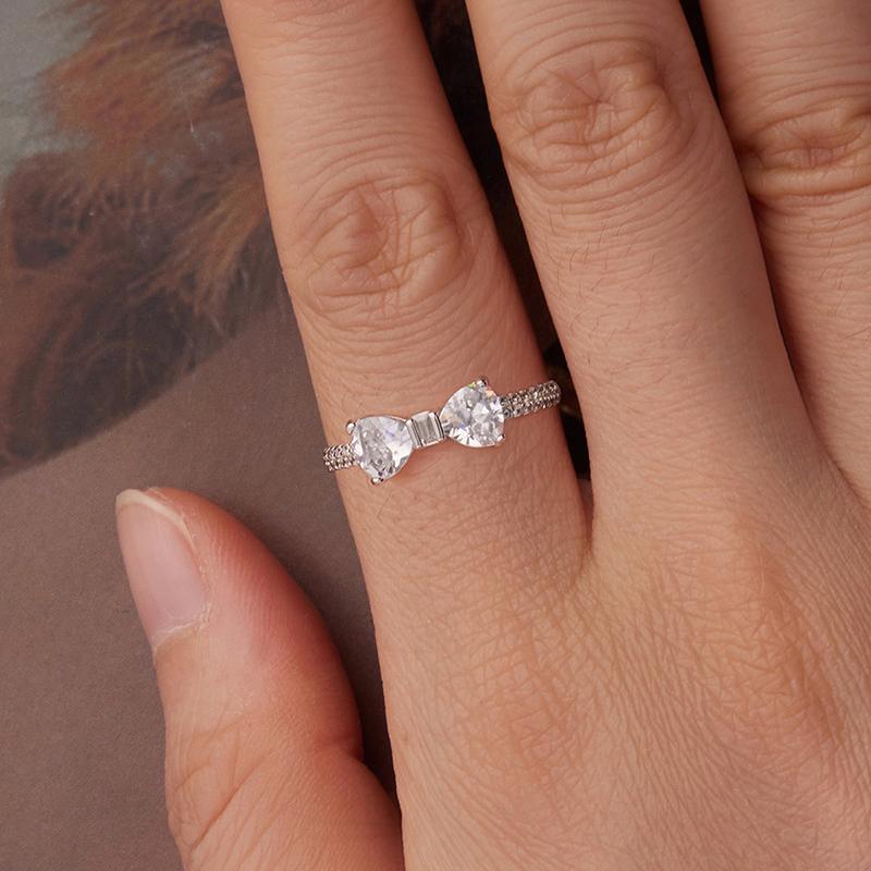 WOSTU Wedding Jewelry Set 925 Sterling Silver Clear CZ Bowknot Necklace Earrings Ring Sweet Bow Knot Jewelry Gift For Girl Lover