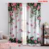 2D Flat Printing 2pcs Curtains Butterfly and Pink Rose Versatile Durable Polyester  Without Electricity Party Decorations