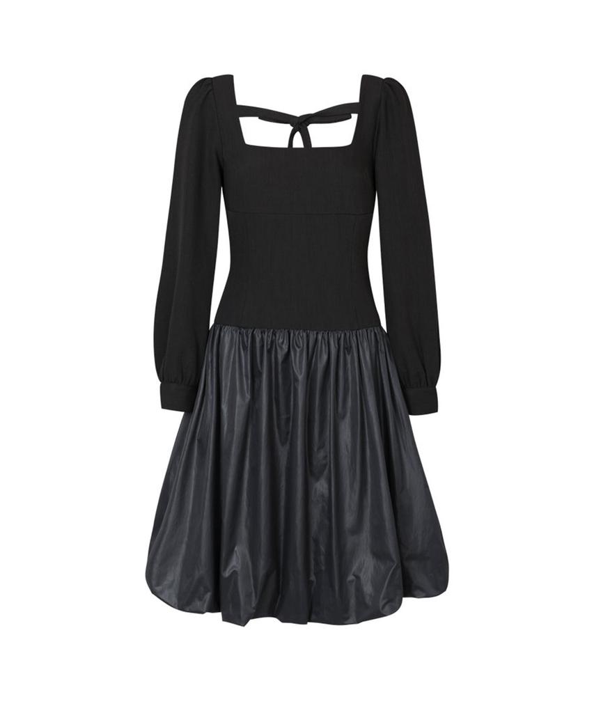 Lulu Seoul Rosy Balloon Shirring Midi Dress (Gray)