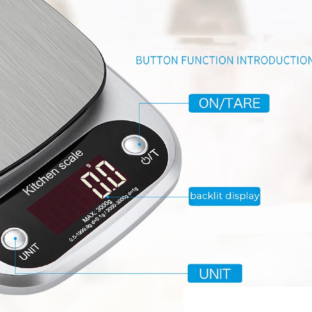 LCD Electronic Kitchen Scales Household Balance Cooking Measure Tool Stainless Steel Digital Weighing Food Scale 210 × 150 × 30mm