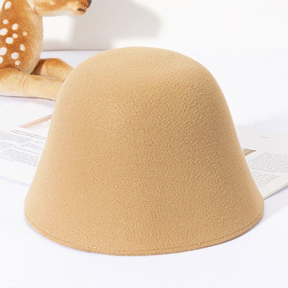 Wool Wool Fisherman Hat Solid Color Panama Hat Beanies Warm Caps  Women