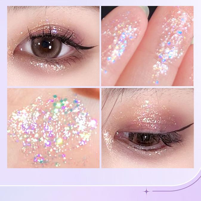 Ombre à paupières colorée en streaming, flocons scintillants nacrés pour éclaircir la lumière, maquillage d'ombre à paupières liquide de ver à soie