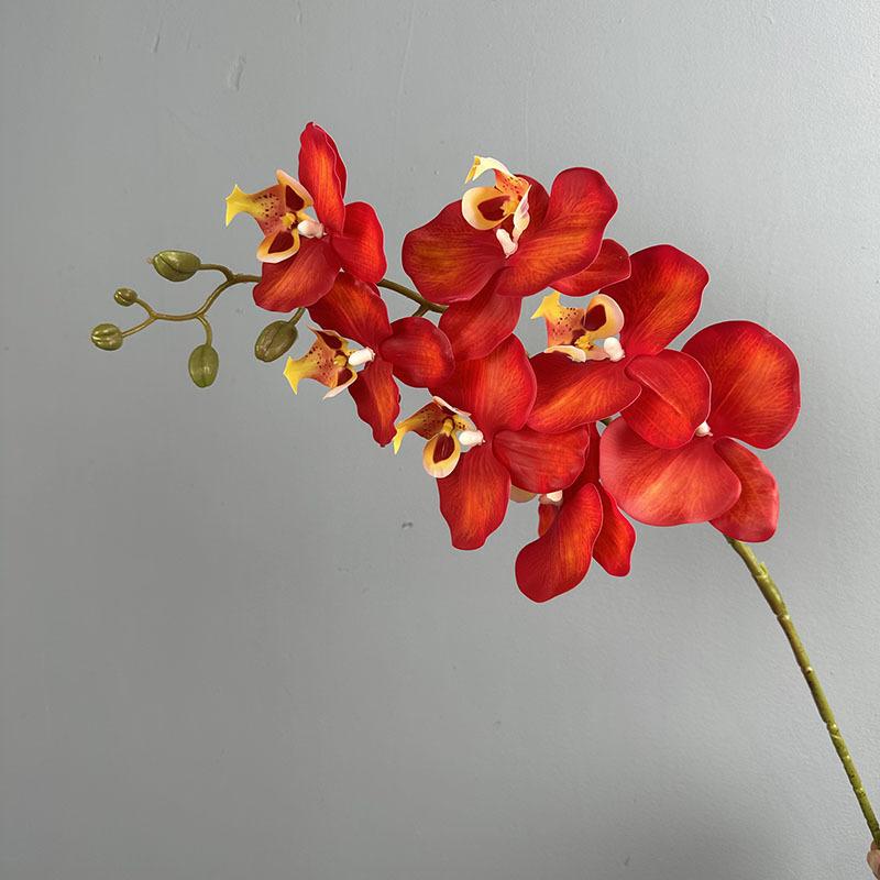 

4pcs Cafe Decor Artificial Flowers Real Touch Pink Phalaenopsis Hall Decoration Simulation 7 Heads Butterfly Orchid Branch brick червоний колір