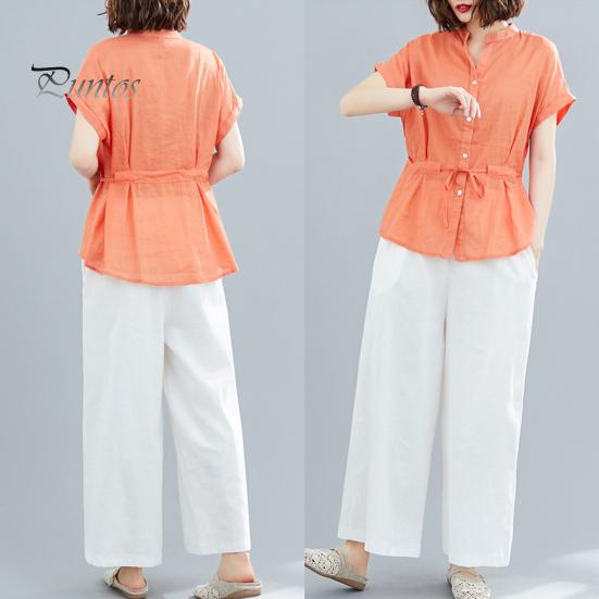 

Женская рубашка с v-образным вырезом и воротником-стойкой, рубашка с короткими рукавами, топы, однобортная однобортная офисная рубашка со шнуровкой и шнуровкой на талии L зелёный