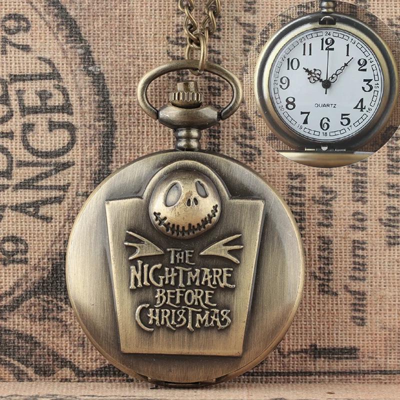 Devil Lanyard Embossed Ghost Head Pocket Watch European and American Animation Halloween Christmas Horror Night Skull Jack