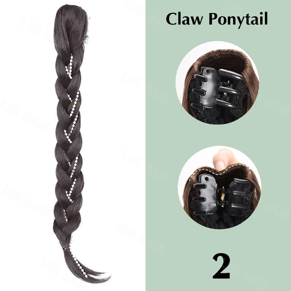 MERISIHAIR Synthetic Long Straight Flexible Braided Ponytail Extension Natural Black For Women Daily Cosplay