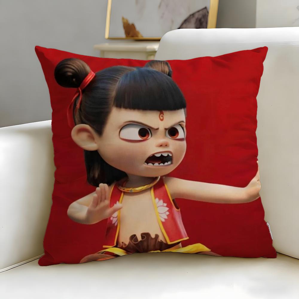 classic animated character Nezha Cushion Cover Soft & Easy-Wash Pillow Case – Versatile for Couch, Bed, Travel and Office