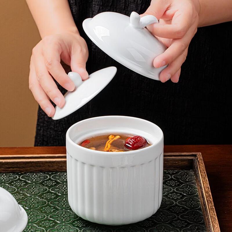Ao Wei Jingdezhen Ceramic Double-Handled Steaming Stew Pot with Lid