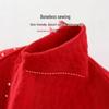 Newborn Red Padded One-Piece: Warm Autumn/Winter Outfit for Baby's First Celebrations