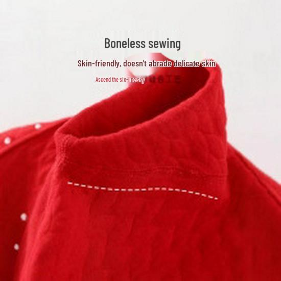 Newborn Red Padded One-Piece: Warm Autumn/Winter Outfit for Baby's First Celebrations