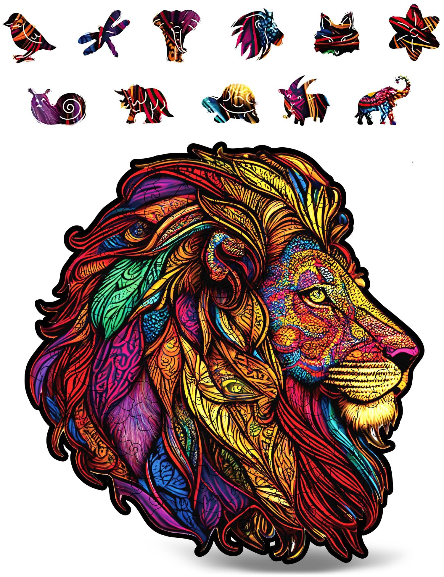 

CRAFTHUB Wooden Jigsaw Puzzles – Lion Wooden Puzzles for Adults & Kids – Animal Shaped, Family Games, Gift Ideas for Women and Men, 121 Piece, A3