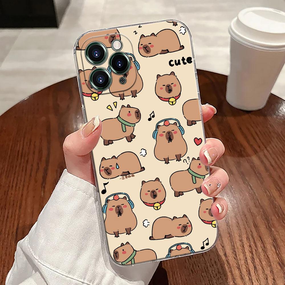 Capybara Cute Transparent Case For Apple iPhone 17 16 15 14 13 12 11 Pro Max 16 Plus 16E 17Air 17Pro Phone Cover Silicone Funda