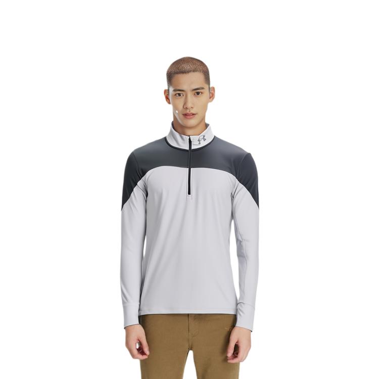 Under Armour Color Block Breathable Casual Long Sleeve T-Shirt Men tops Black White 1326595-018