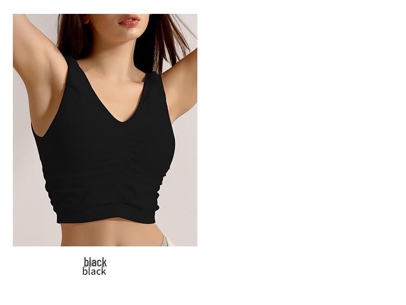 Spring/Summer Women's Ruched Racerback Yoga Vest with Chest Pad - Sexy Sleeveless Top