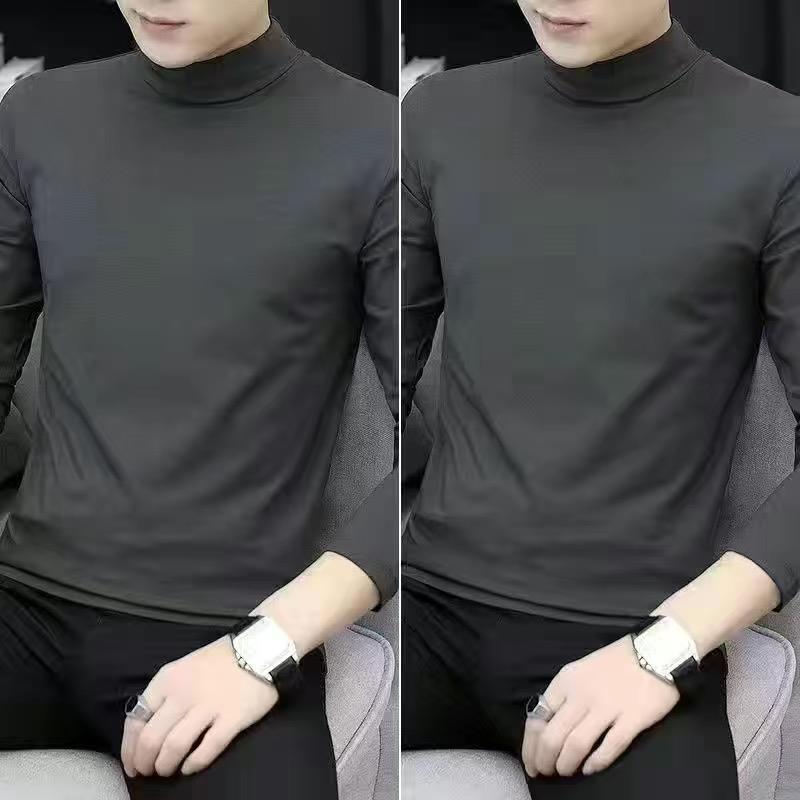 2-Pack Men's Modal Mid-Neck Long-Sleeve T-Shirts for Spring and Autumn