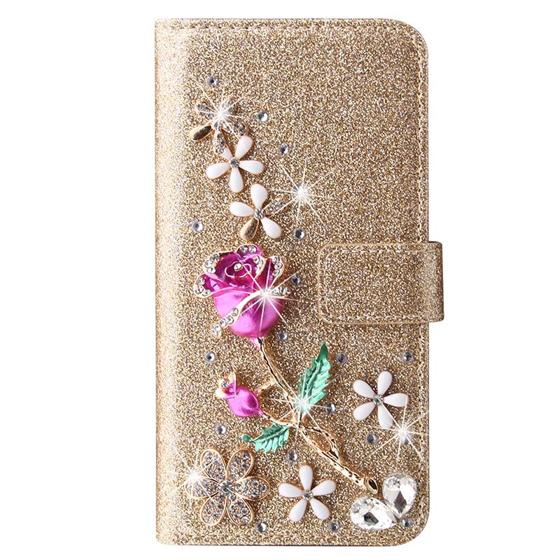 Custodia a Portafoglio in Pelle Glitterata Per iPhone 17 ProMa Air 16 E Pro 15 Plus 14 13 Pro 11 12 MINI XSMax Flip Flash Rosa Cover