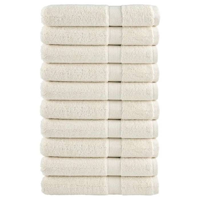 VidaXL Serviettes de Qualité Supérieure 10 pcs, Serviettes de Douche, Draps de Bain, Serviettes d'Invité de Toilette, Crème 137487