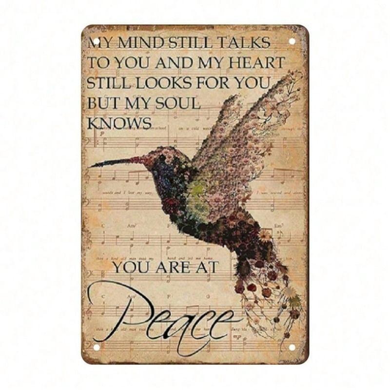 

Metal Wall Art Vintage Hummingbird Retro Decor for Home Bar Cafe 20x30cm