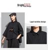 Women's Dark Chinese Style Irregular Mid-Sleeve Loose Top