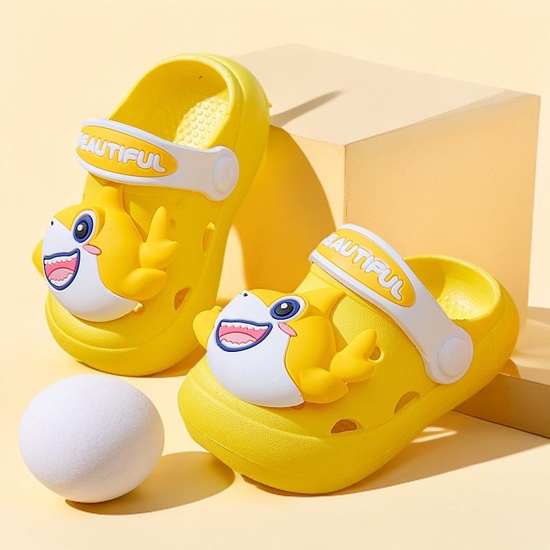 Cute Shark Toe-Covered Children's Slippers for Summer, Boys' and Girls' Non-Slip Cartoon Home Sandals