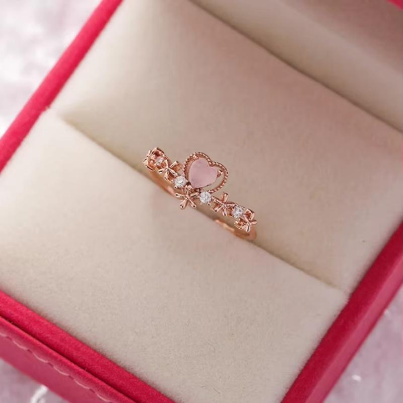 New Korean Exquisite Crystal Flower Fashion Temperament Sweet Versatile Love Opening Female Custom Jewelry