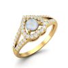 1.05 Cts Round Moonstone Heart Shape 925 Sterling Silver Gold Vermeil Split Shank Women Wedding Ring