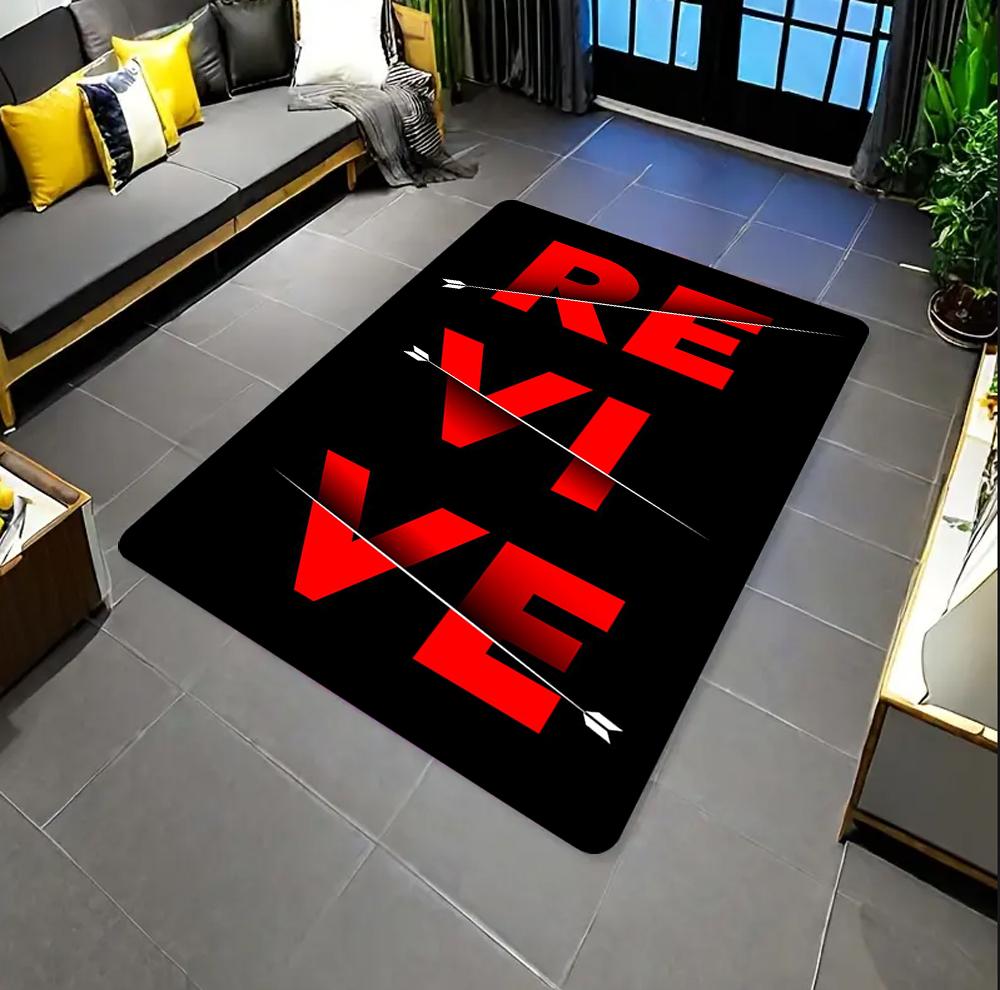 

Revive 3D Typography Design Area Rug Textile Carpet for Living Room Non Slip Floor Mat Indoor Use Home Decor Modern Style Carpet 40x60CM