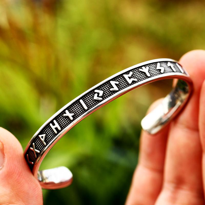 

BEIER 2024 New Design Titanium Steel Bracelet Wheat Pattern Viking Runes Cuff bracelet For Men High Quality Jewelry Wholesale 58-60mm