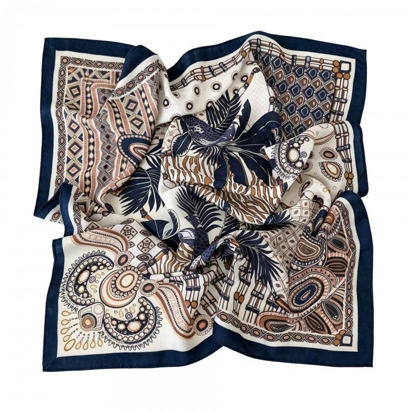 70x70cm Nylon Square Scarf Women Vintage Print Lightweight Accessory Office Casual Hair Styling