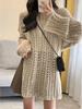 Two-Piece Elegant Cardigan & High-Waisted Pleated Skirt Set for Women