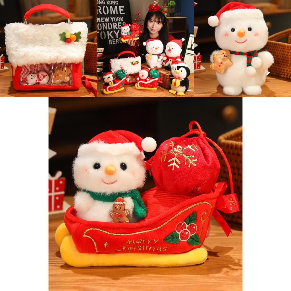 Christmas Santa Claus Snowman Penguin Sled Plush Doll Pendant Children Toy For Festive Decor