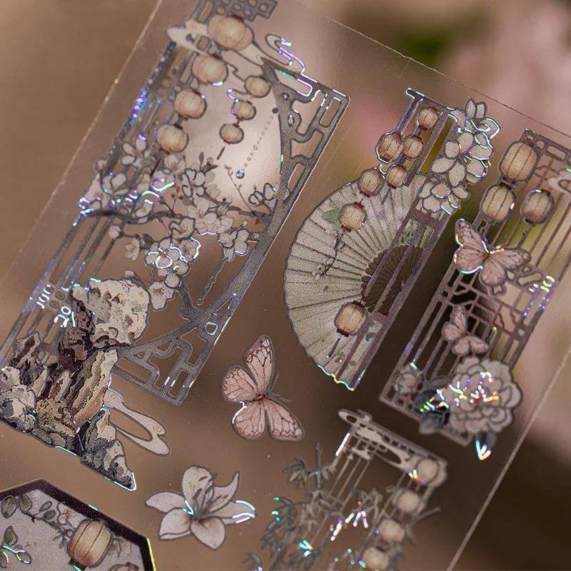 4 Stile Chinesischer Stil Bronzierte Flache Aufkleber Kreativität Dekorative Klebeetiketten Tagebuch Album Scrapbooking Material Bastelbedarf