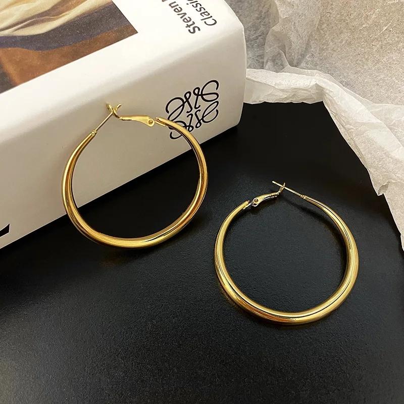 Luxury Top Quality Smooth Star Zircon Hoop Earrings for Women Girls Metal Chunky Sun Rhinestone Ear Buckle Punk Y2K Jewelry
