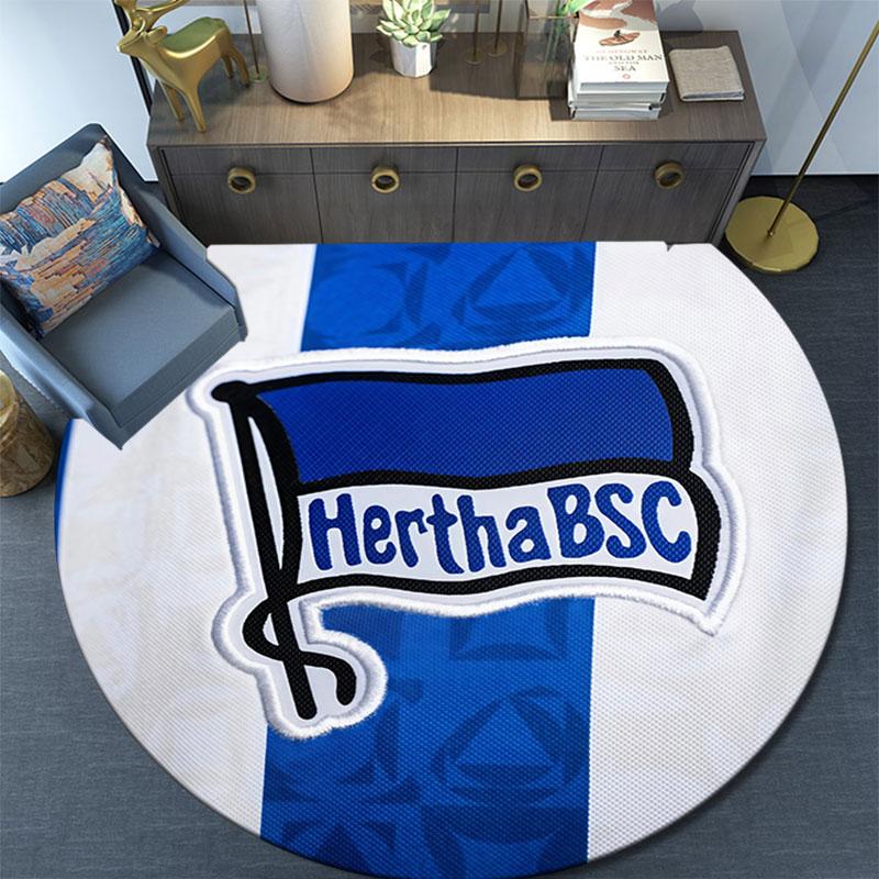 Hertha Berlin pattern round rug,Carpet Rug for Living Room Bedroom Playroom ,Non-slip Floor Mat,Holiday Gifts and Birthday Gifts.