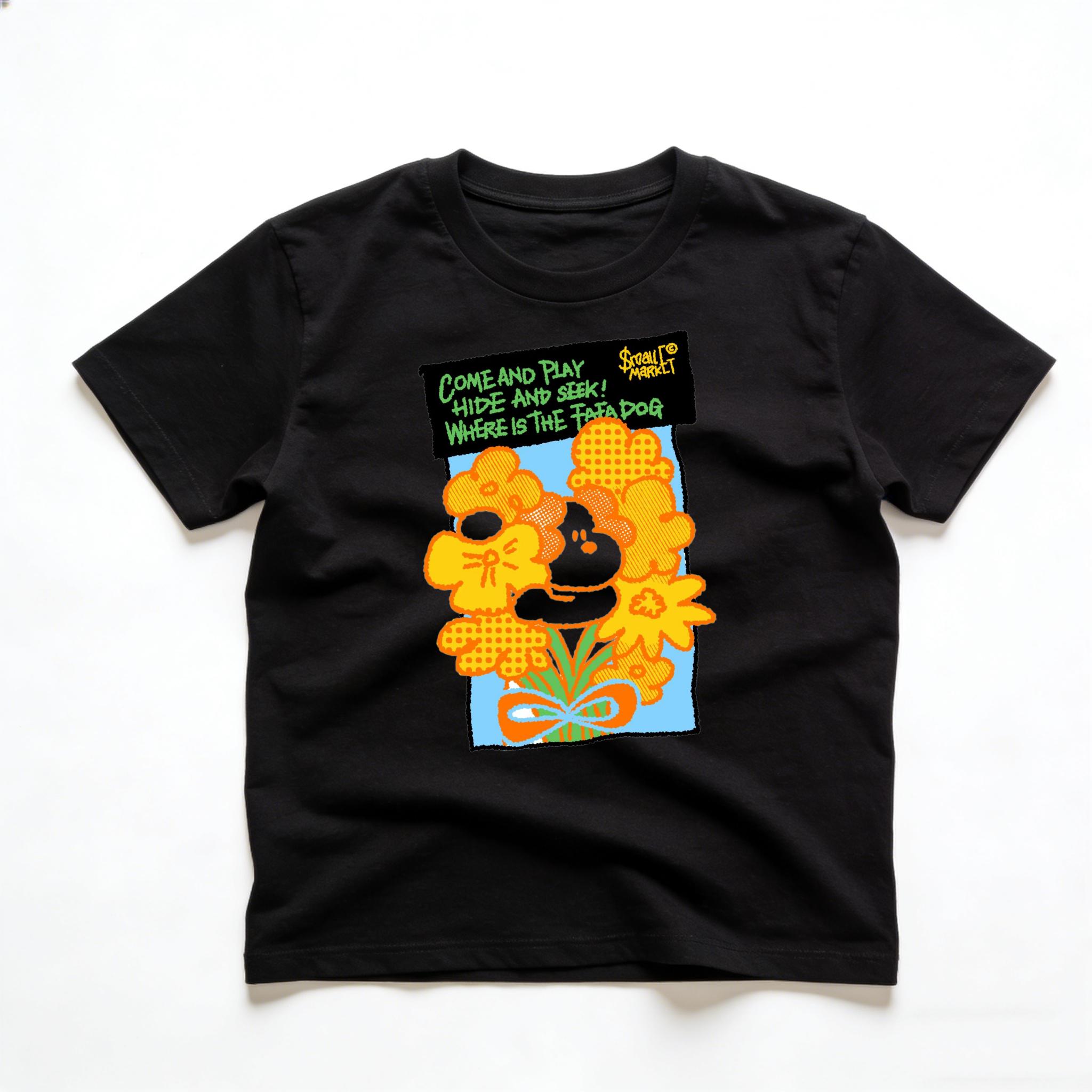 

Fafa Dog Pure Cotton TShirt for Adults and Children Hidden in Flowers Versatile Couple and ParentChild MultiColor Top S