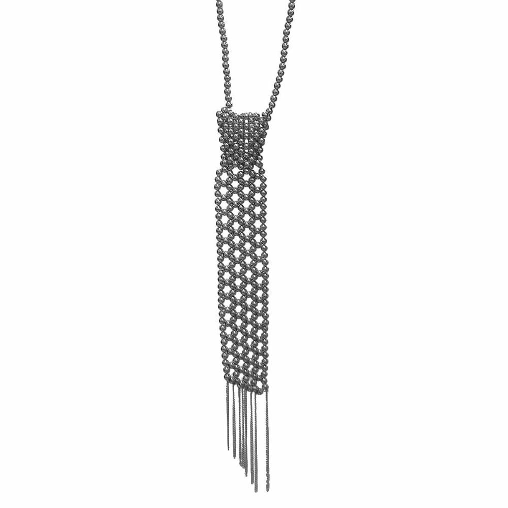 Minimalist Pearl Tie Woven Beads Necktie Long Necklace Tassel Necklace  Women