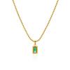Elegant 18K Gold Plated Rhinestone Rectangle Pendant Necklace