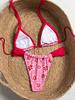 Women's Swimsuit Printed Triangle Bag Halter Neck Back Tie Low Waist Sexy Backless Split Swimsuit Beach Wear