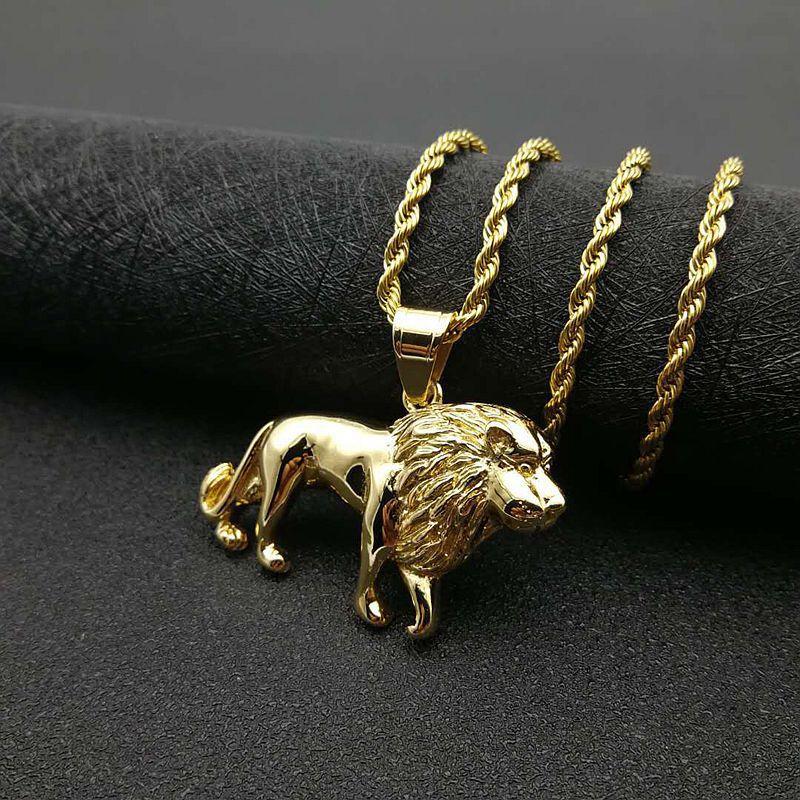 Europeisk og amerikansk smykke Titanstål Afrikansk Mannsløvehode Anheng Halskjede