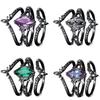 Luxe Mode Set Ring Gun Zwart Ingezette Gekleurde Diamanten Ring Europees en Amerikaans Ins Verlovingssieraden Damesring