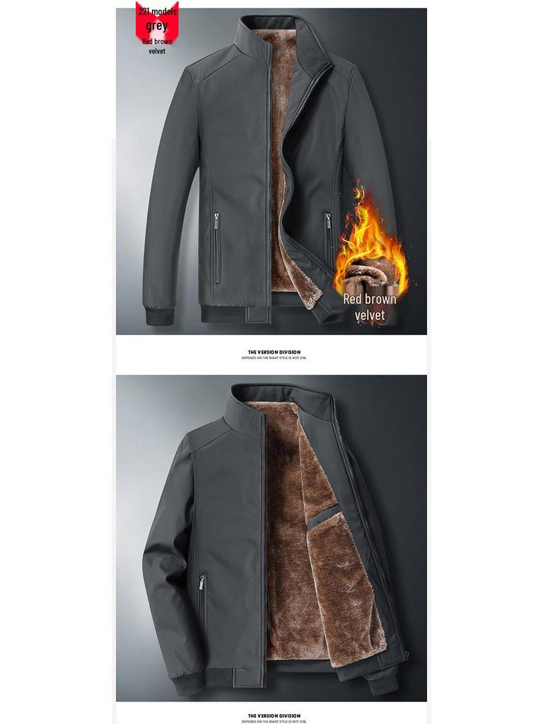 Herren Dicker Warmer Samtmantel für Herbst/Winter - Übergröße, Modische Jacke für Mittelalte/Ältere