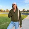 Women's Half Zip Hooded Long Sleeve Casual Sweatshirt Color