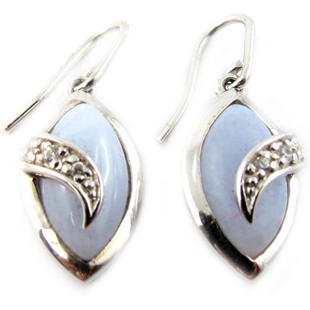 Altesse [F7164] - Dormeuses argent 'Scarlett' bleu opalescent