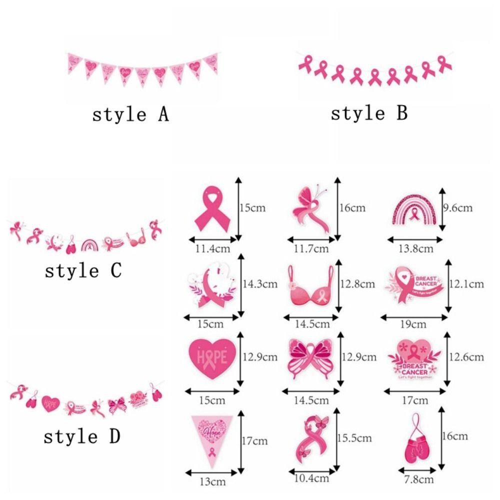 Paper Breast Cancer Backdrop Banner Single Side Breast Cancer Awareness Flag  Charity Activities