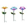 Metal Flower Garden Stake Bird Bath for Outside Freestanding Bath Bowl with Stake Hummingbird Feeder Station for Yard Lawn Garden Decor