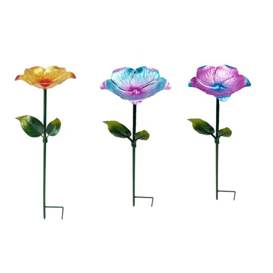 Metal Flower Garden Stake Bird Bath for Outside Freestanding Bath Bowl with Stake Hummingbird Feeder Station for Yard Lawn Garden Decor