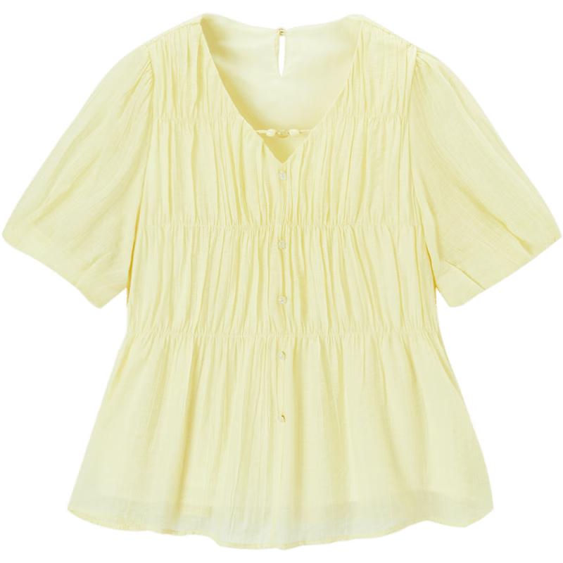 Aijutu Women s French Chic Chiffon Short Sleeve Top M