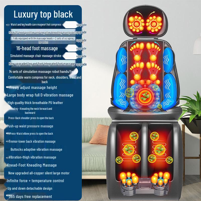 Multifunctional Full Body Massage Cushion with Heat, Kneading, and Vibration for Waist and Back.